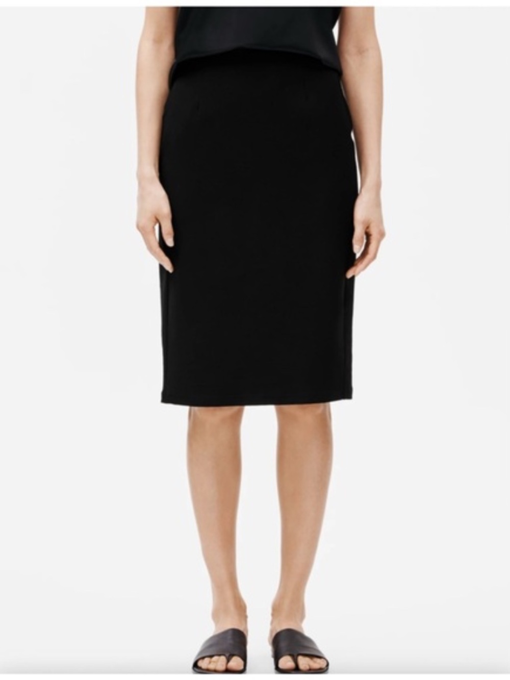 EILEEN FISHER - Washable Stretch Crepe Knit Pencil Skirt - Black - 3X
